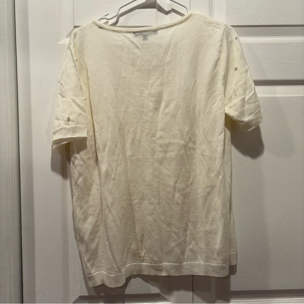 Preston & York Cream Pearl Short Sleeve Sweater - Size Large - Picture 4 of 5